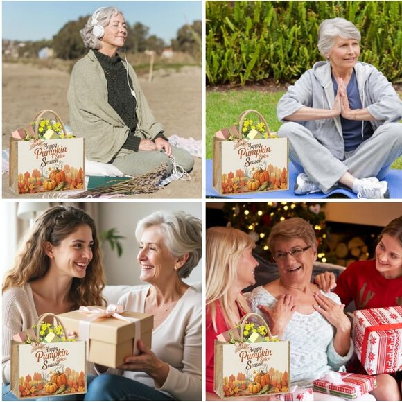 Autumn Pumpkin Canvas Tote Bag for Women, Rustic Country Gift Christmas Thanksgi - Picture 6 of 6